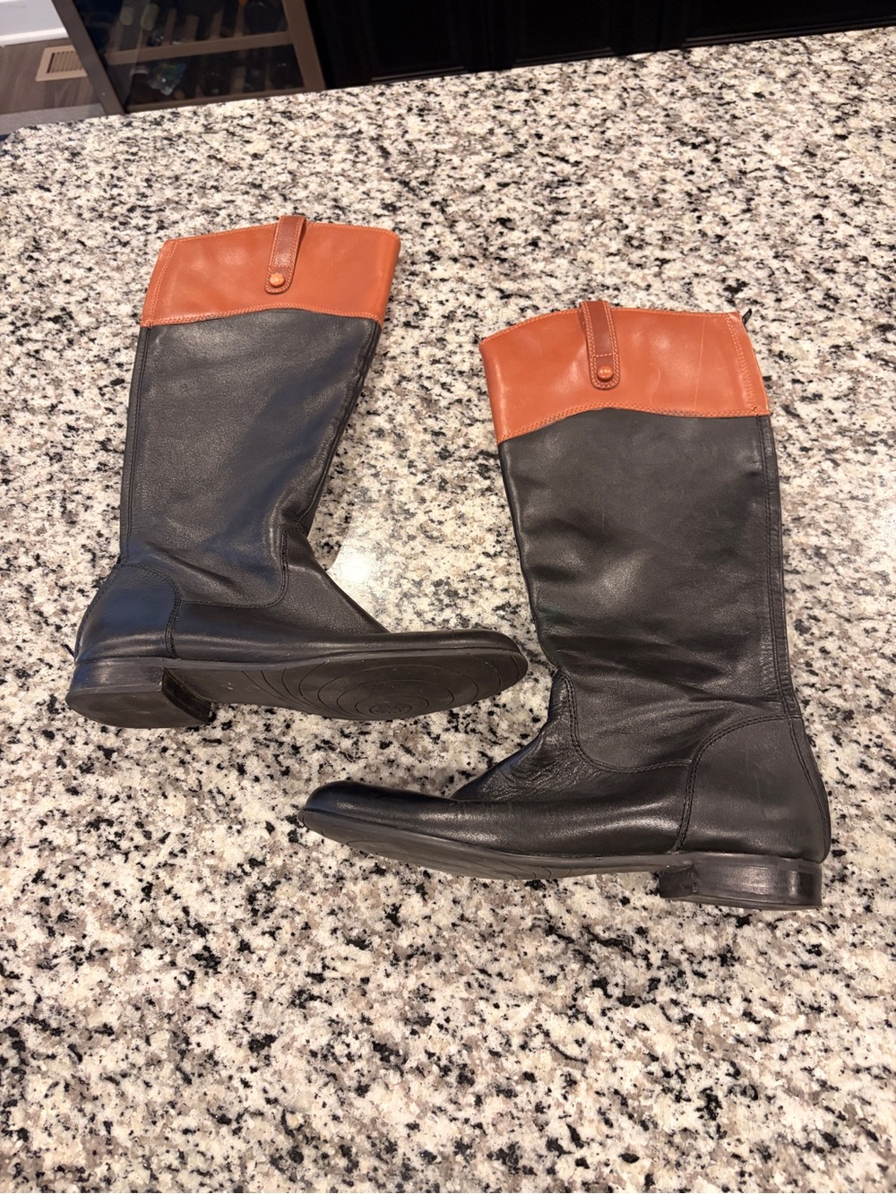 Ciao Bella Women's 11 Two-Tone Riding Boots in Black and Cognac